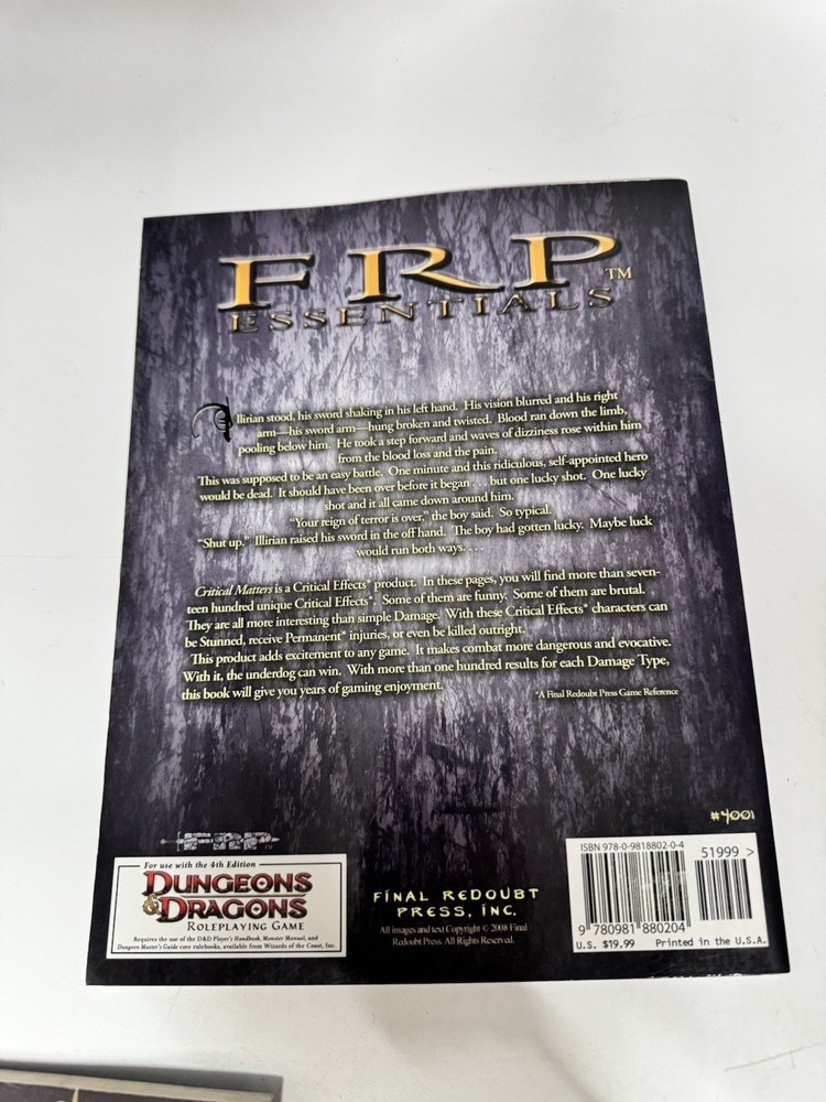 Final Redoubt Fantasy RPG Combat Essentials #1 - Critical Matters
