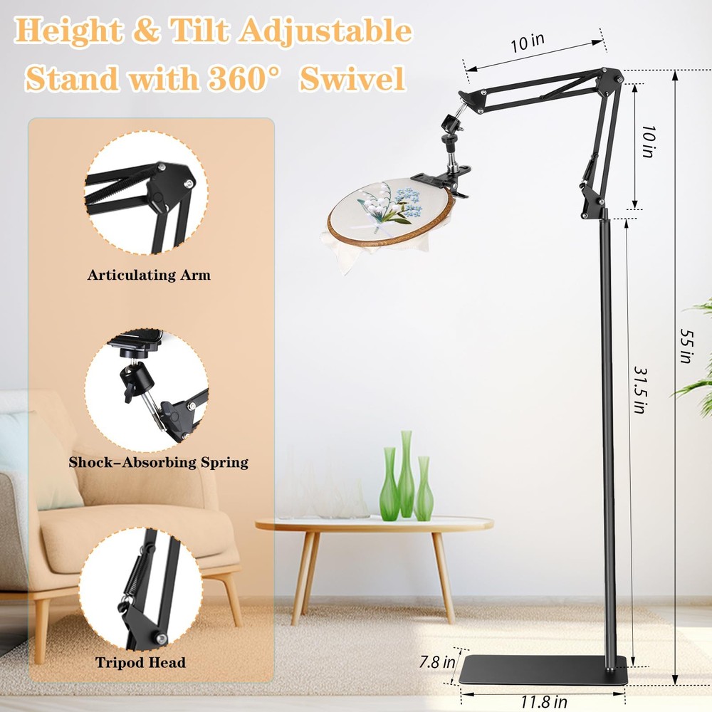 Adjustable Embroidery Hoops Stand for Hand Work,Cross Stitch Frame with 360° ...