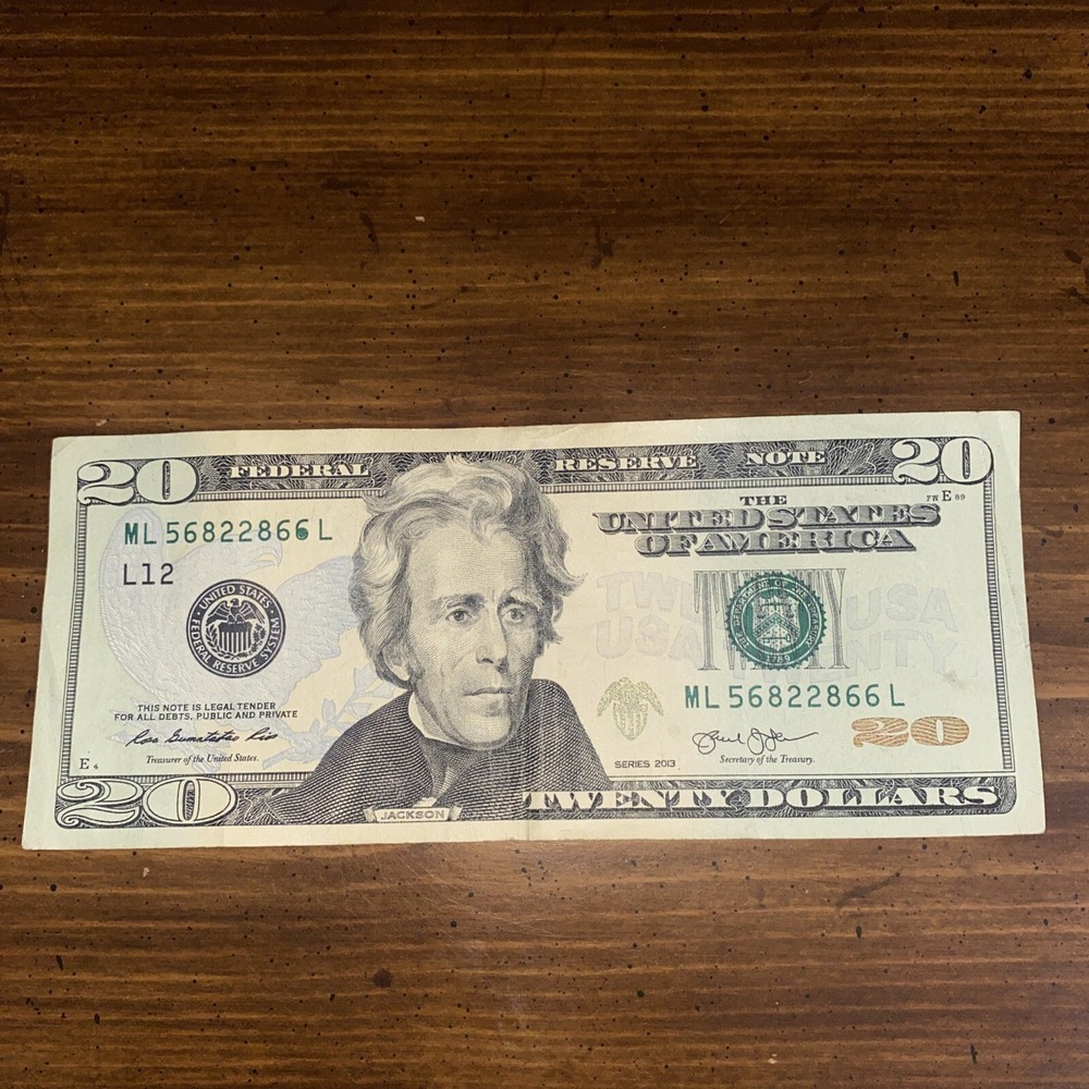$20 Note 2013 Series Ink Error On The Number “6” *Circulated”