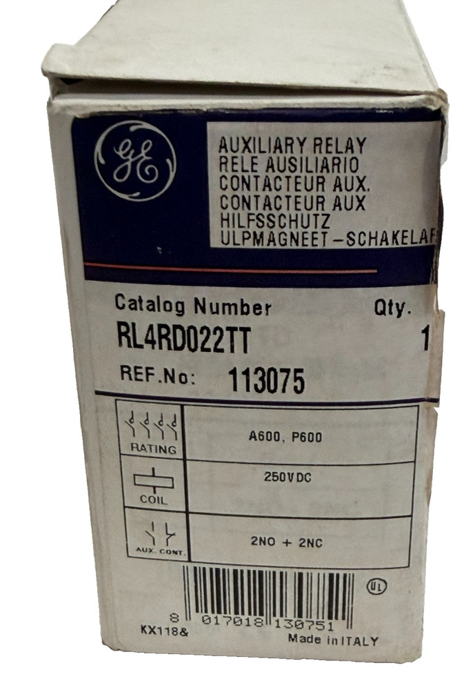 NEW GENERAL ELECTRIC RL4RD022TT AUXILIARY RELAY