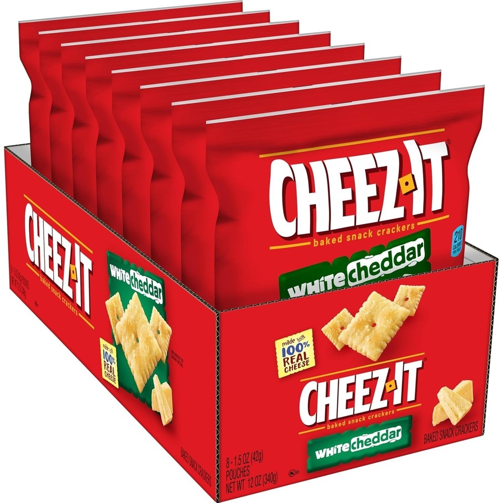 Delicious Baked Cheese Crackers, 48 Pouches, White Cheddar