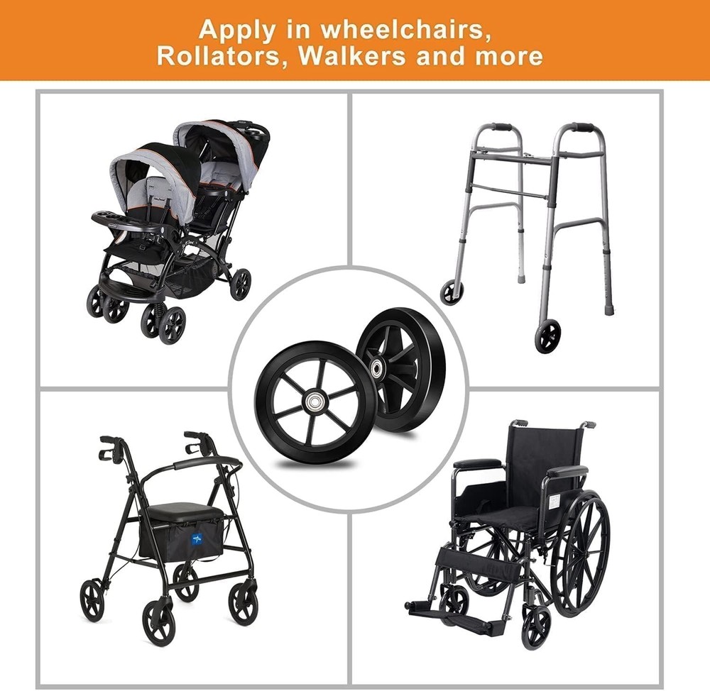 Lightweight 6 Inch Replacement Wheels for Walkers - Easy Installation & Durable