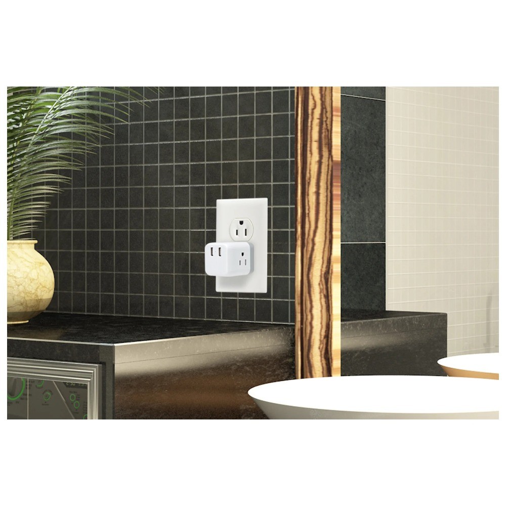 3-AC and 2-USB Outlets, IAC50W, White