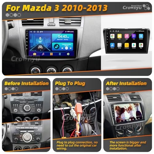 for Mazda 3 Radio Compatible with Wirelessly Carplay Android Auto 2010-2012