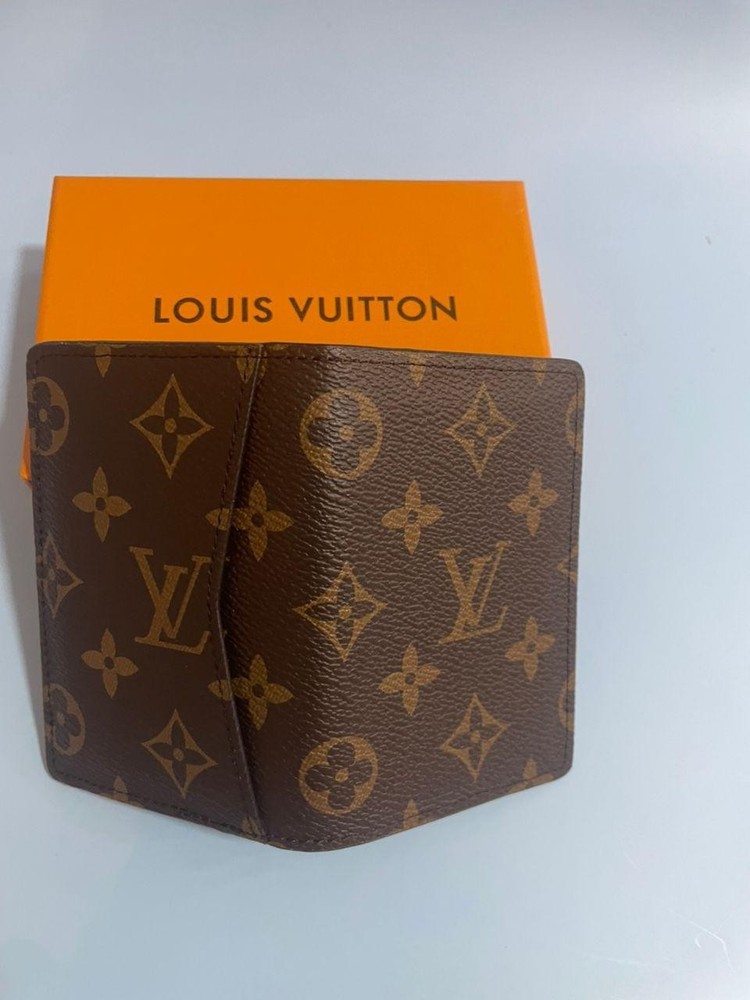 LV Louis Vuitton Pocket Organizer Monogram Eclipse Brown