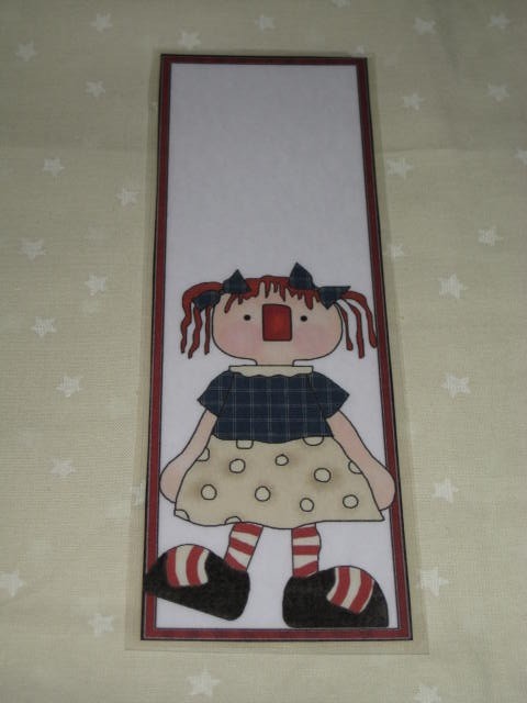 PRIMITIVE RAGGEDY ANN LAMINATED BOOKMARK