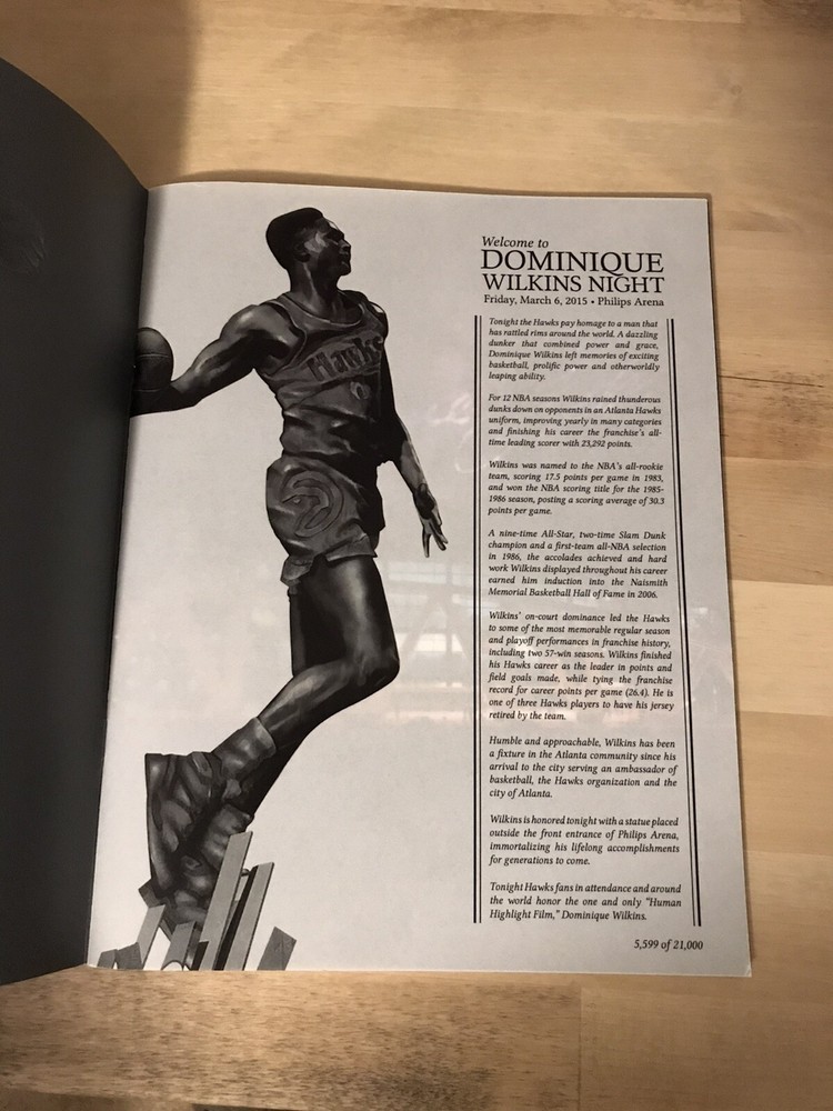 Dominique Wilkins Night Commemorative Program, Atlanta Hawks March 6, 2015