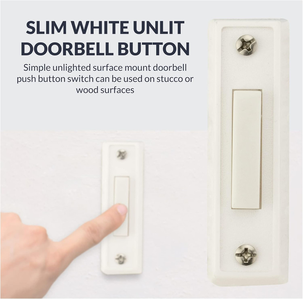BT1W Unlighted Doorbell Button, 1-Pack, White