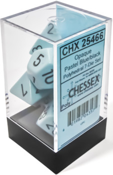 OPAQUE 7-DIE SET POLYHEDRAL PASTEL BLUE/BLACK