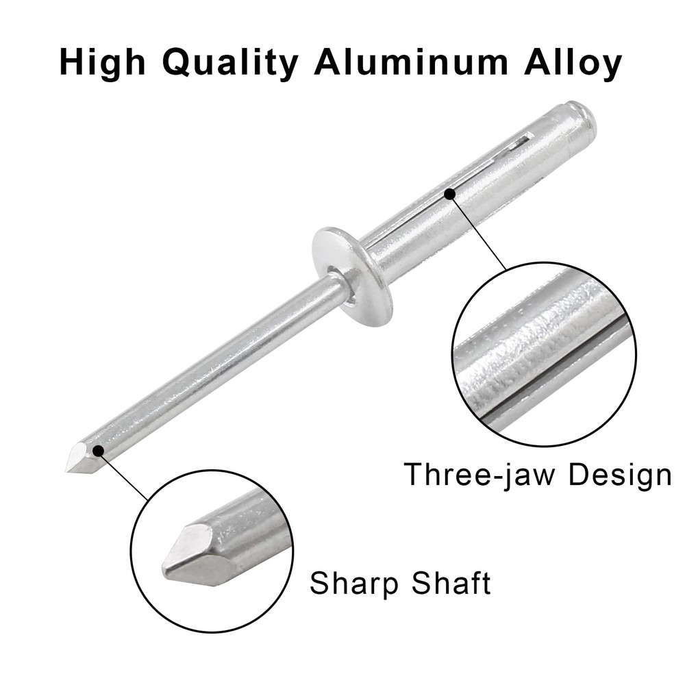 60Pcs Aluminum Tri-Fold Exploding Pop Rivets 3/16''X 1'' Large Head Blind Rivets