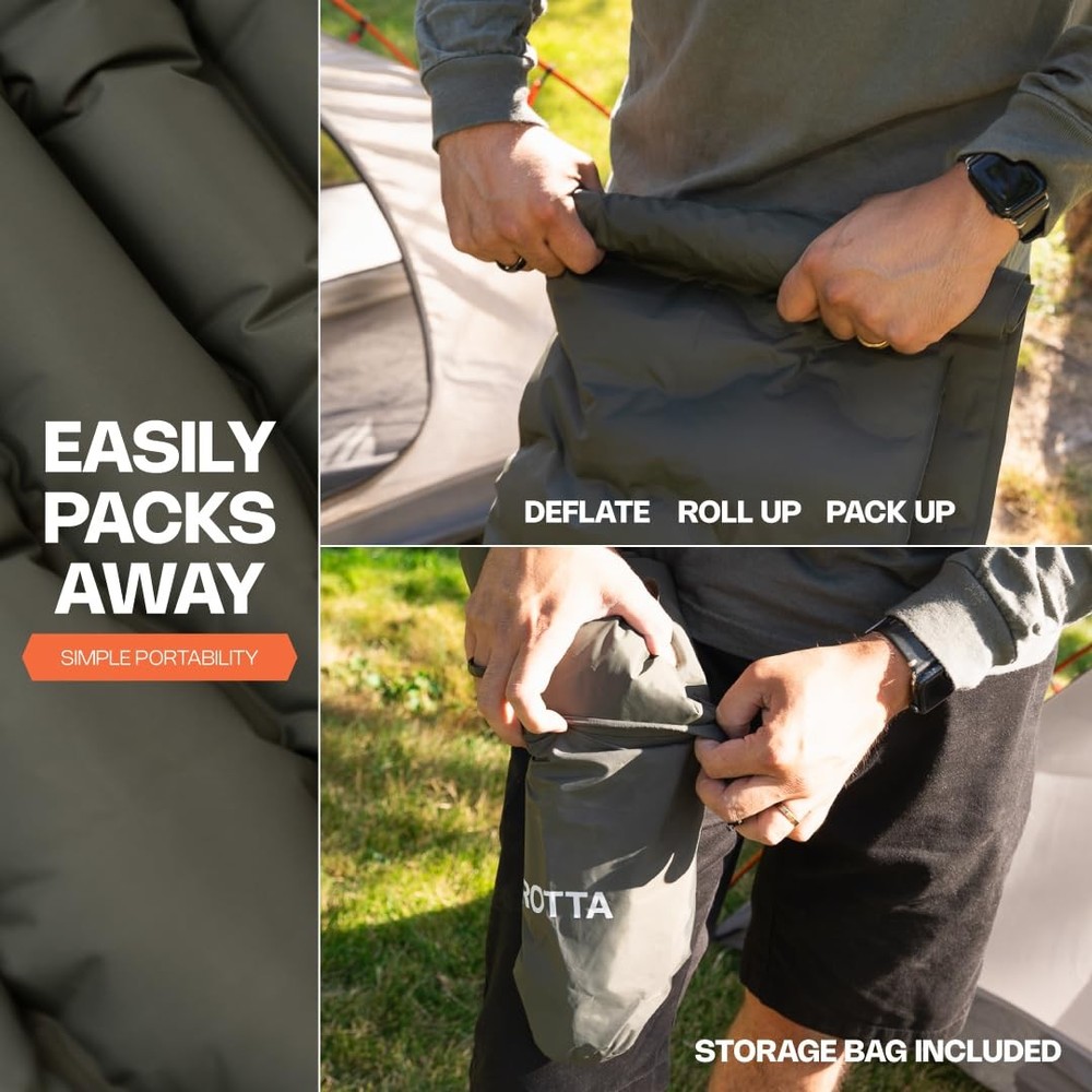 Inflatable Sleeping Pad for Camping & Backpacking – Lightweight 2.1” Thick Co...