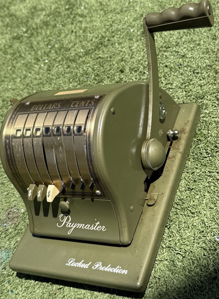 Vintage Paymaster S-1000 Check Writer Machine Locked Protection