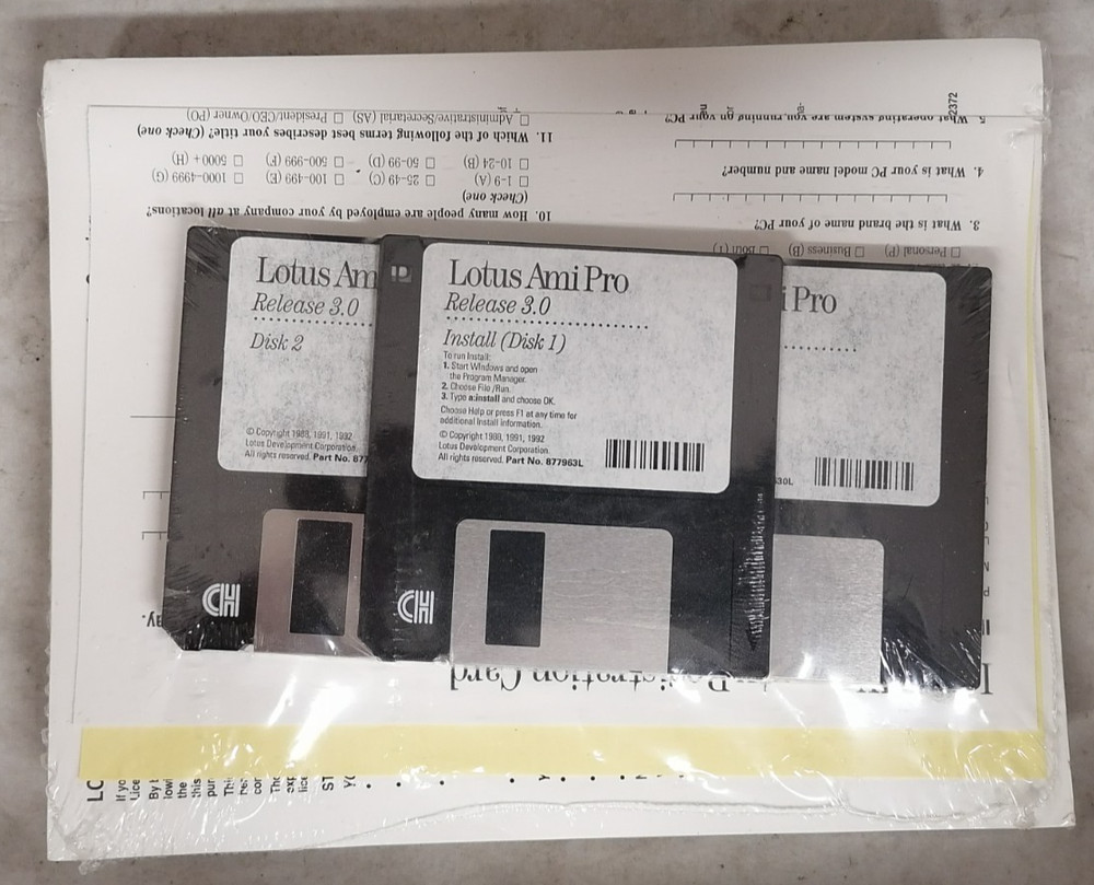 SEALED Lotus Ami Pro For Windows Release 3.0 With User's Guide