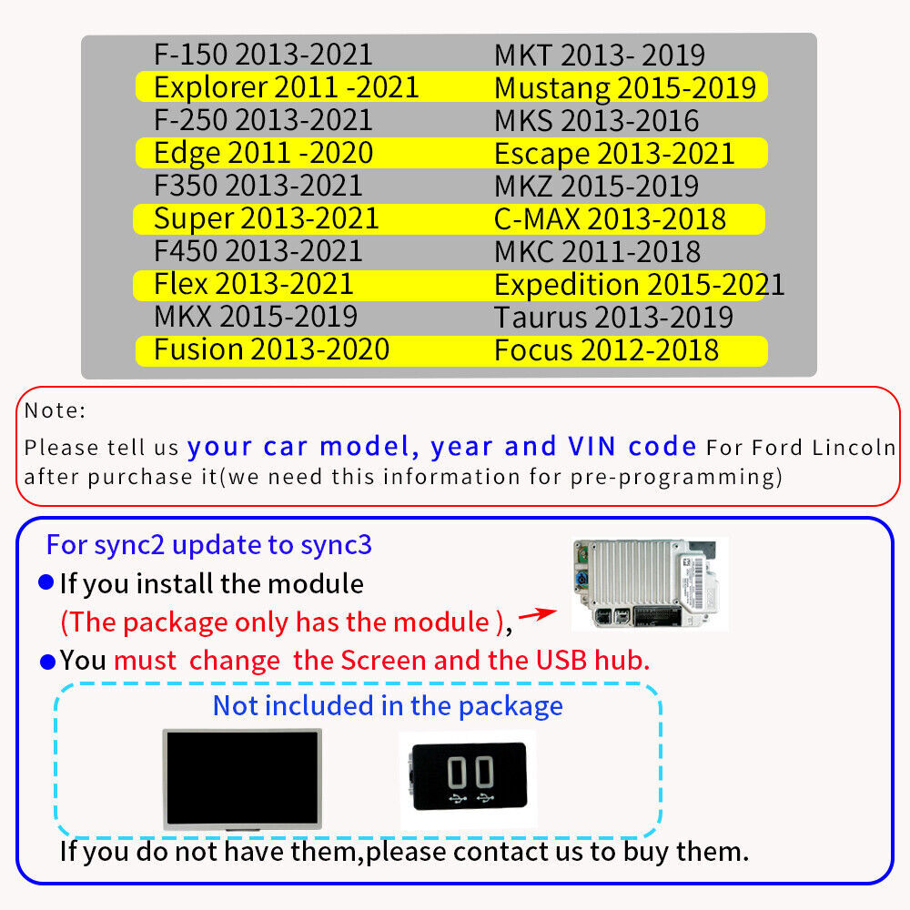 For Ford Lincoln F-150 8G SYNC 3.4 APIM Module Carplay Android-Auto SYNC3