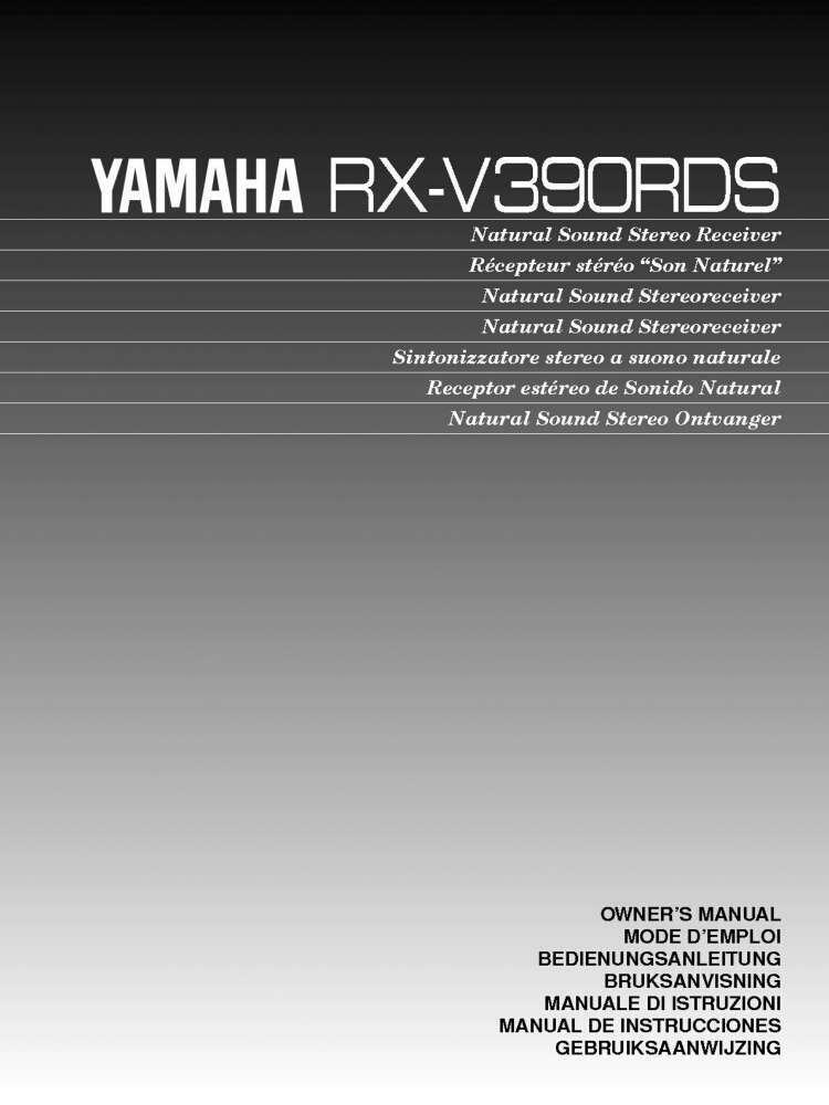 Yamaha RX-V390RDS Receiver Owners Manual