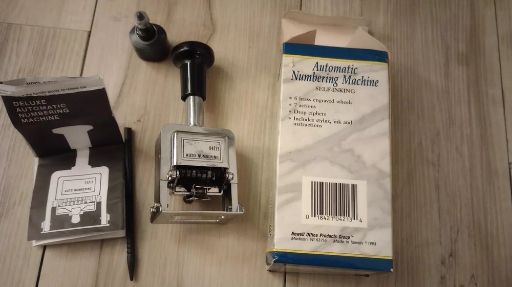 Self Inking Automatic NUMBERING STAMP MACHINE WITH INK AND STYLUS