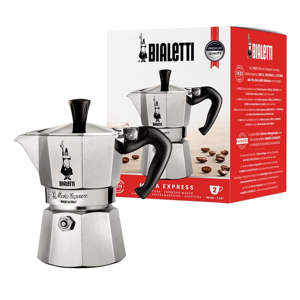 Moka Express Export Espresso Maker,90 ml, Silver