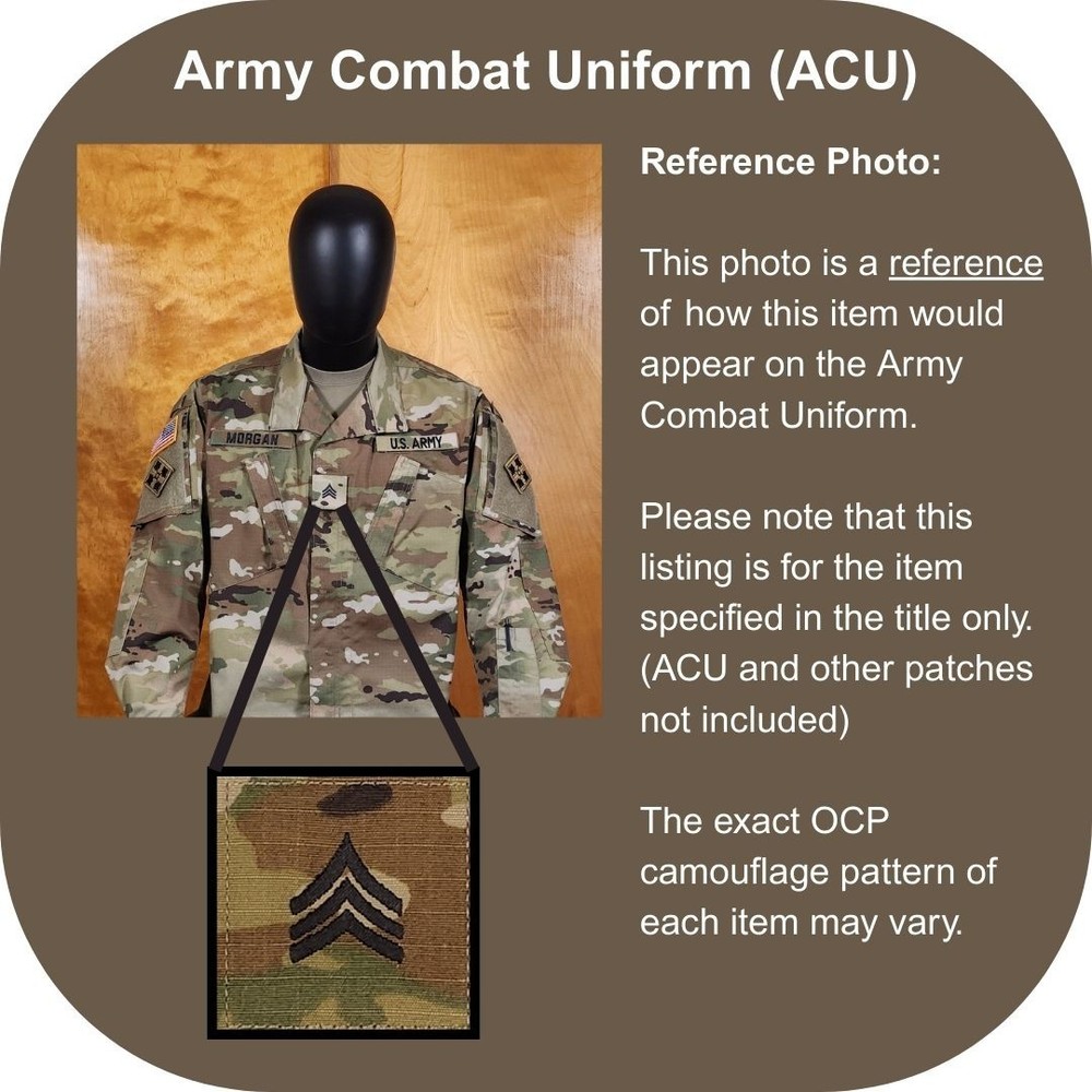 Sergeant (SGT) OCP Rank Patch U.S. Army Combat Uniform (ACU) Hook and Loop