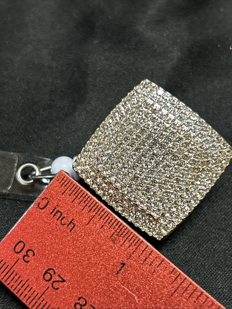 Badge Pull/ID Holder with Blingy Rhinestones ~ Square NEW