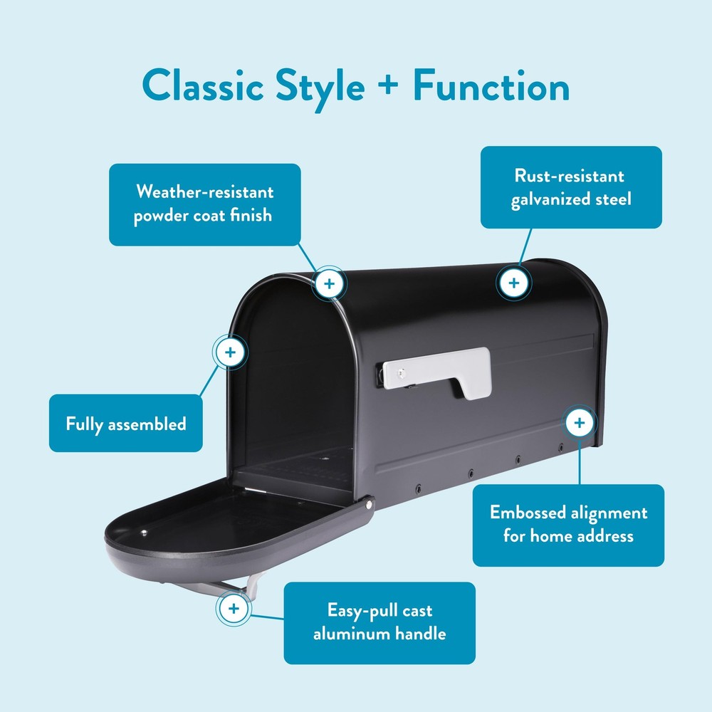 Architectural Mailboxes Chadwick Galvanized Steel Post Mount Medium, Black