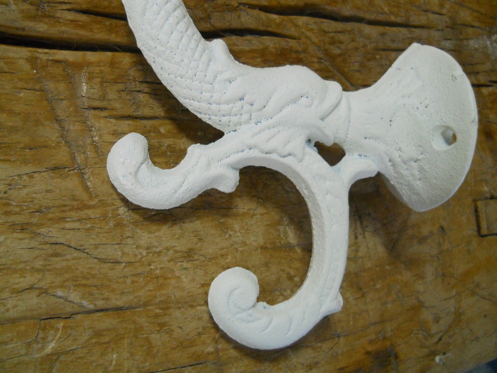 6 Cast Iron NAUTICAL Coat Hooks Hat Hook Rack Hall Tree Restoration DOLPHIN FISH