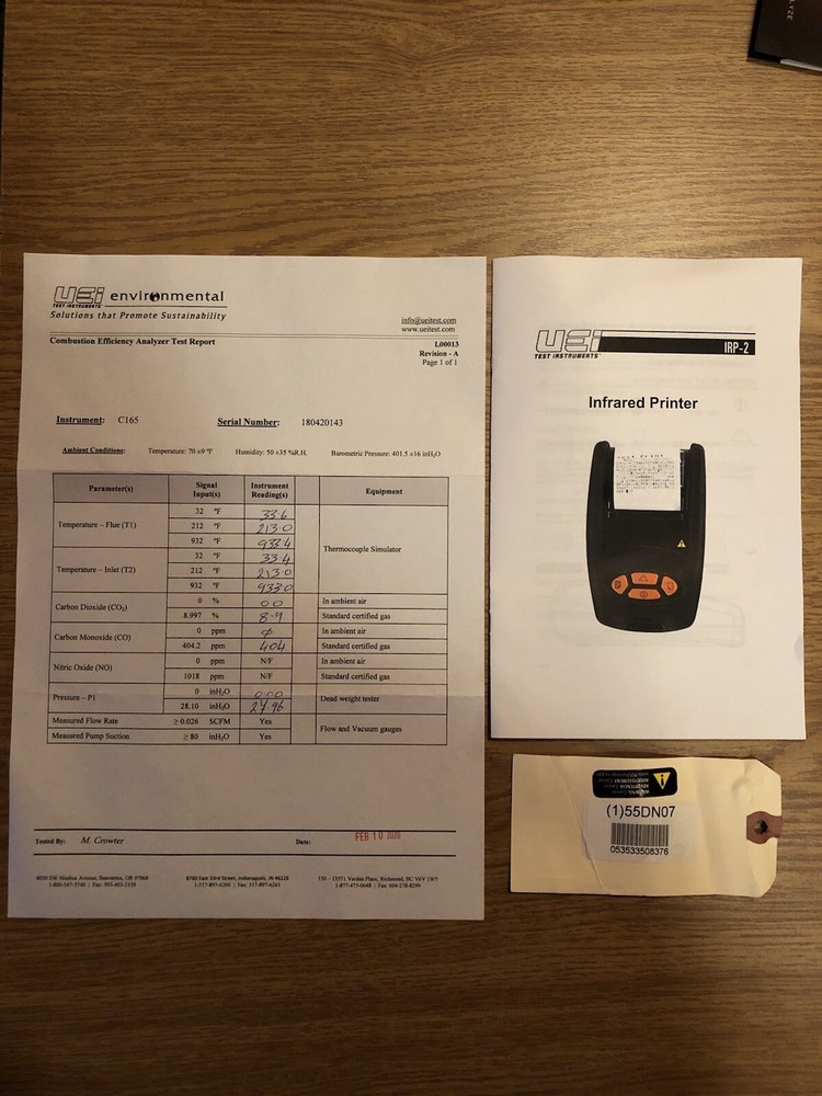 UEI TEST INSTRUMENTS C165 COMBUSTION ANALYZER KIT