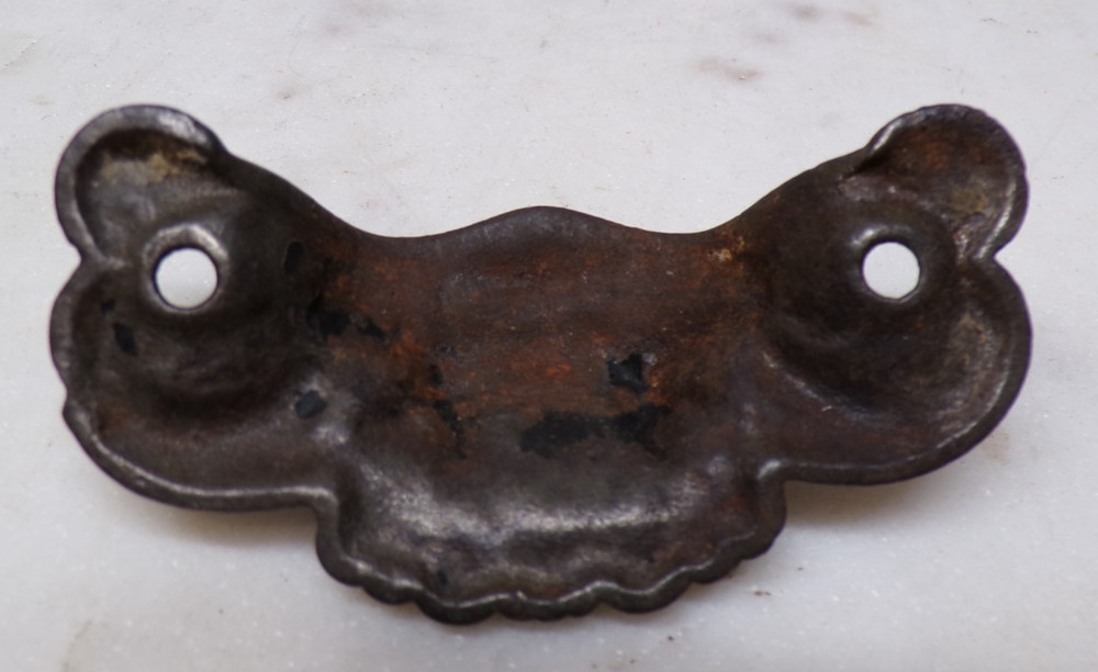 Antique Victorian Cast iron bin Or Cup Pull Hard Lyre Pattern Design