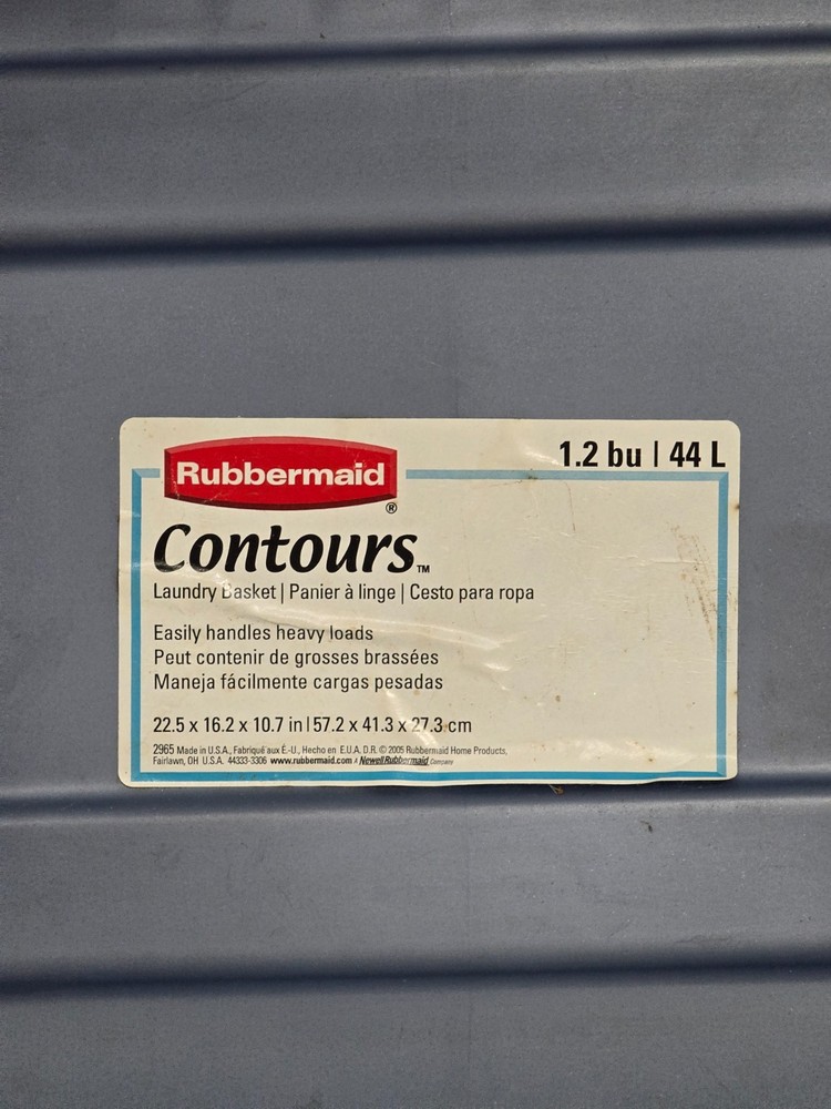 Vintage Rubbermaid 2965 90s Y2K Slate Blue Laundry Basket Rectangular 22"