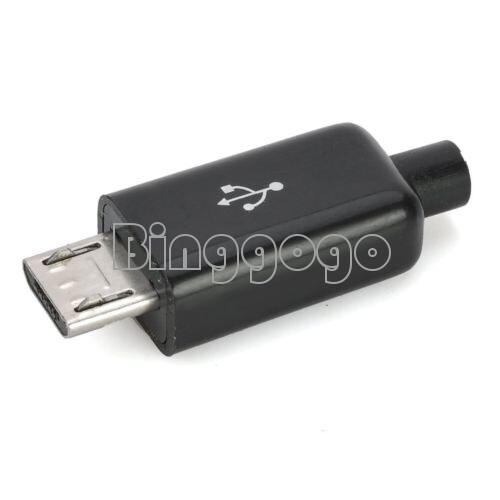 50pcs Micro USB Type B Male Plug Connector Kit with Plastic Cover DIY