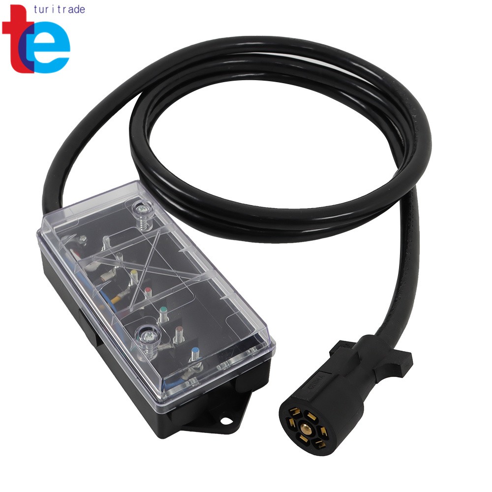 8 Ft Trailer Cord 7 Way Plug Inline Junction Box Wiring Harness Kit