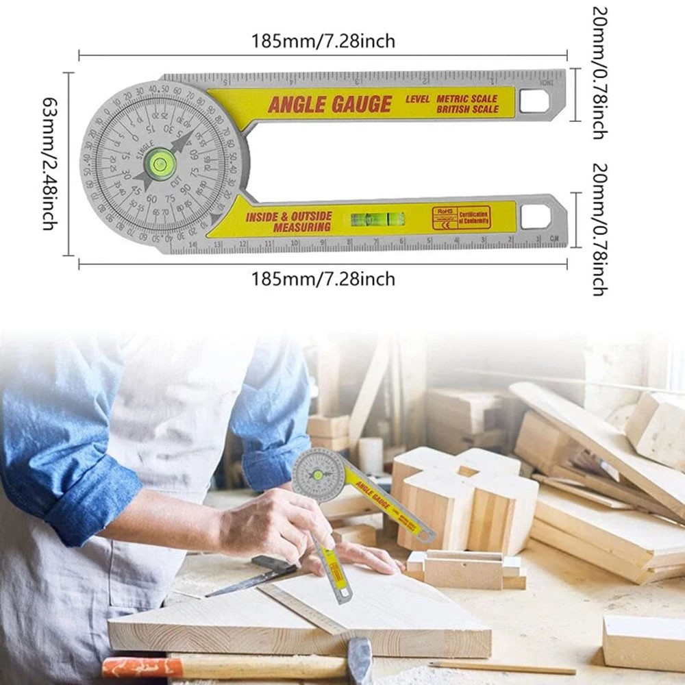 Aluminum Miter Saw Protractor 360° Rust Proof Angle Finder Precision Laser ๑