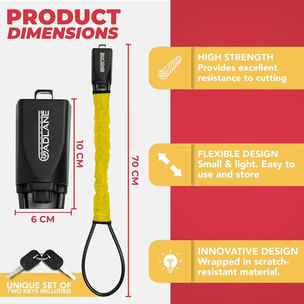Double Lock Car Security System - High Visibility Steering Wheel & Seatbelt Lock