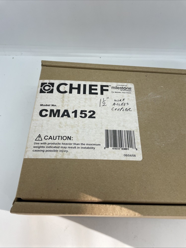 Chief CMA152 1.5" Threaded Pipe Coupler With Cable Access NEW