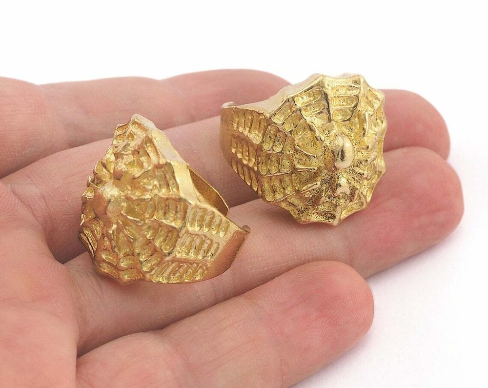 Spider Web Adjustable Ring Raw brass (19mm 9US inner size - Adjustable ) Oz3679