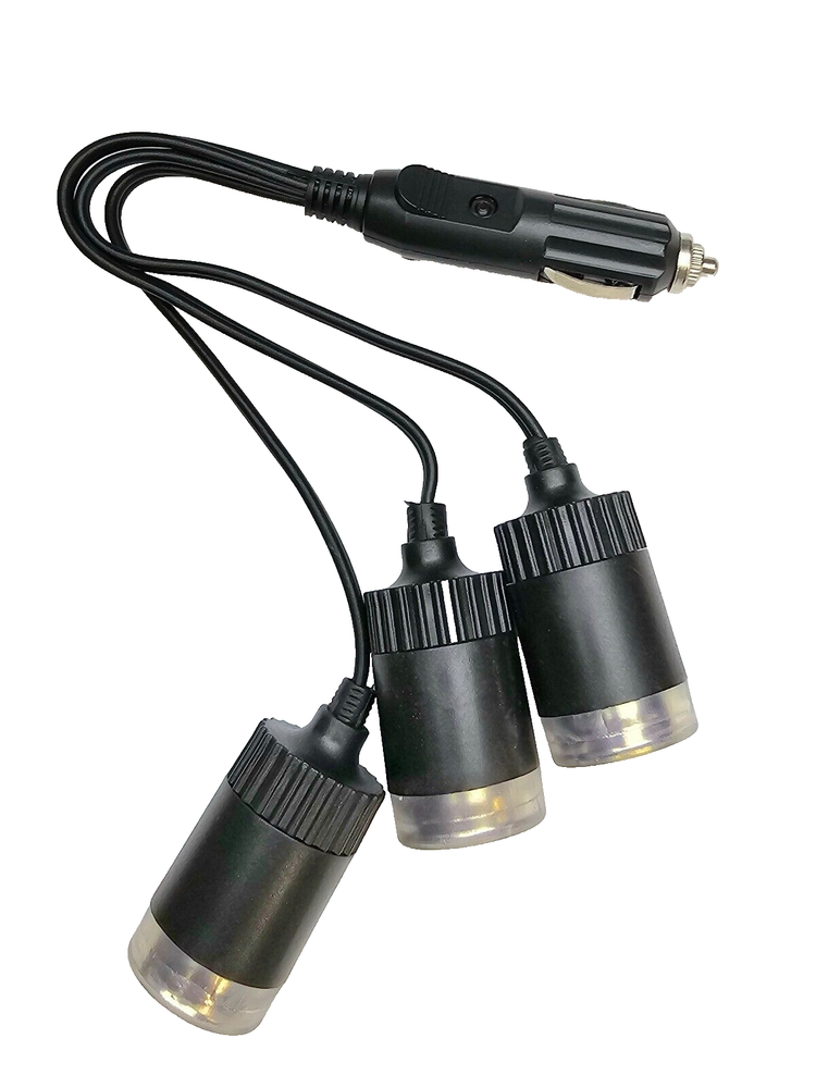 Diesel Light Up 12-Volt 3-Socket Cigarette Lighter Power Adapter- Blue Lights