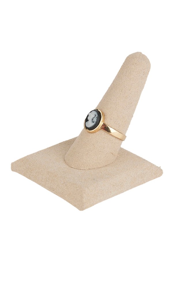 SSWBasics Single Finger Khaki Faux Suede Ring Display