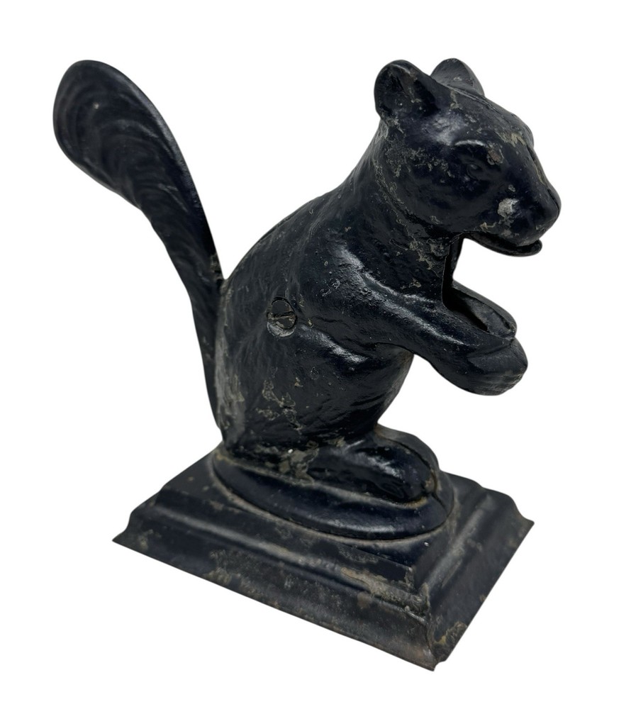 Antique Squirrel Nutcracker Black Cast Iron Crack Nuts With Tail & Mouth