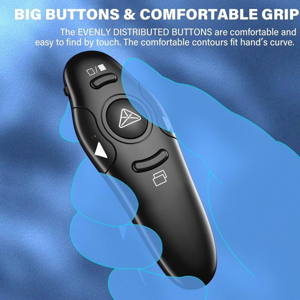2-in-1 USB Presentation Clicker Wireless Presenter Remote with Laser Pointer,...