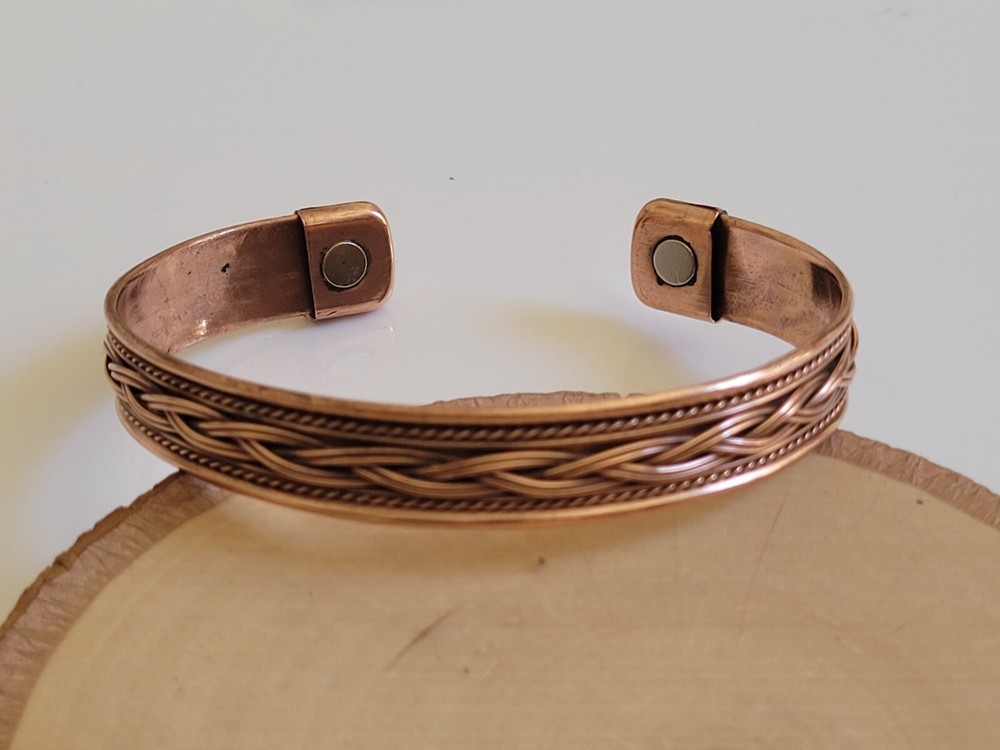Pure Copper Magnetic Bracelet Copper Arthritis Therapy Cuff Bangle Braided