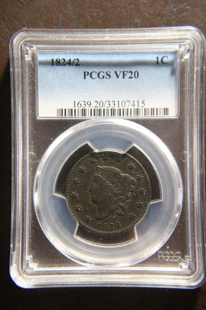 1824/2 Coronet Head Large Cent, N-1, PCGS VG-20