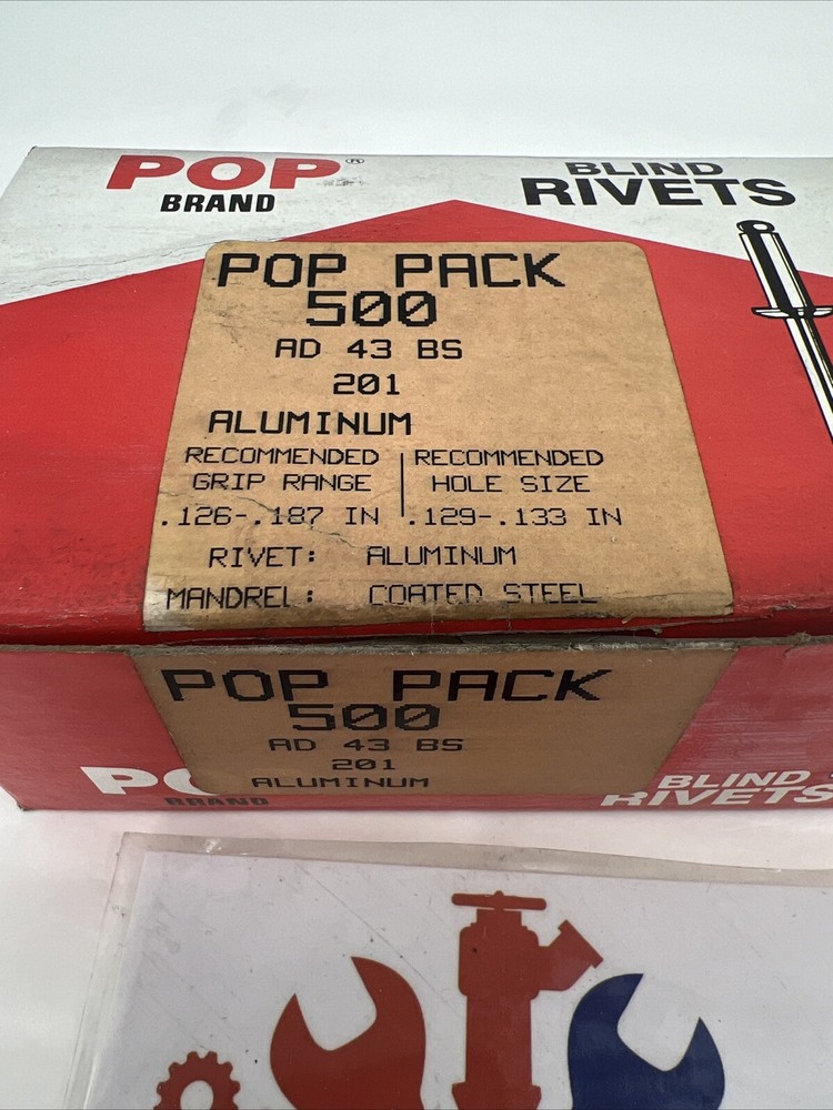 Hardware AD Blind Rivet Box 500 POP AD 43 BS 201