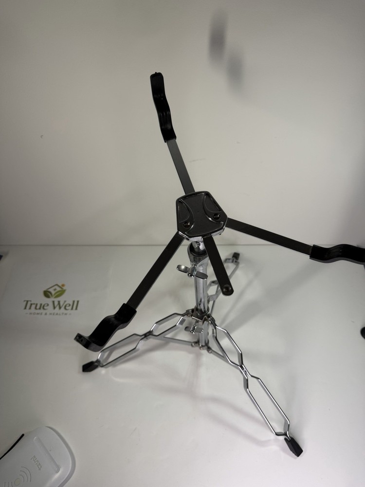 Snare Drum Stand Silver Black Adjustable Foldable Double Braced Percussion Hold…