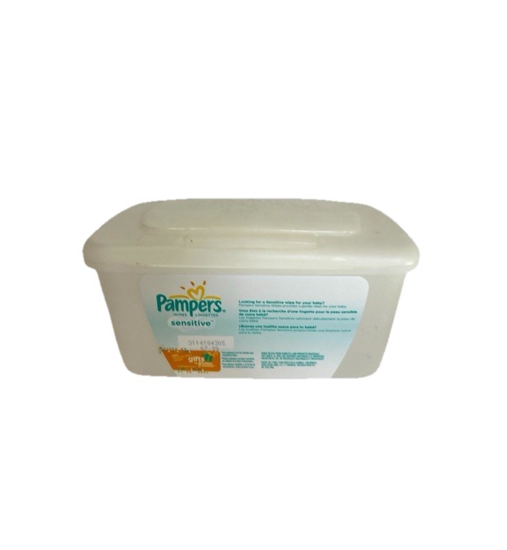 Pampers Sensitive Baby Wipes Plastic Pop Up Refillable Container 64 Count EMPTY