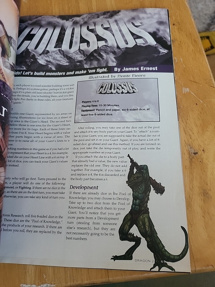 Dragon Magazine 271 Colossus Complete and Attached