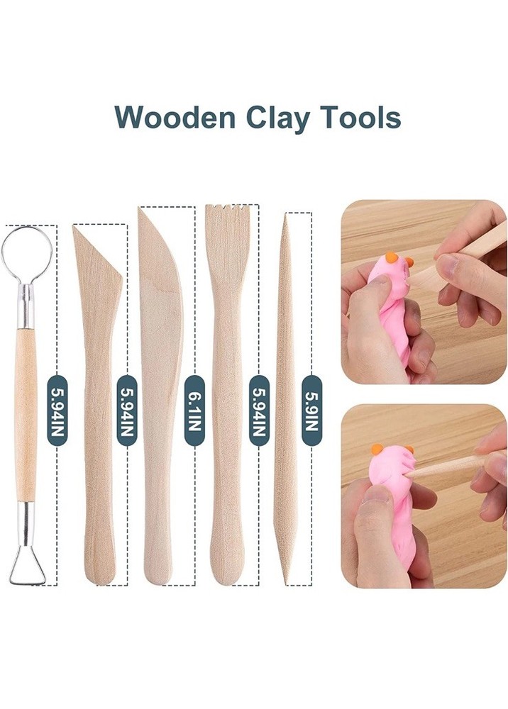 24PCS Clay Tools Kit, Polymer Sculpting Tools Set for Pottery, Carving, Molding