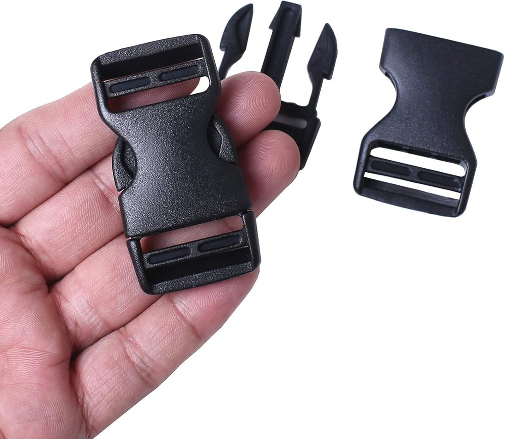 4 Pack 1" Wide Quick Side Release Buckles, Dual Adjustable No Sewing Slide