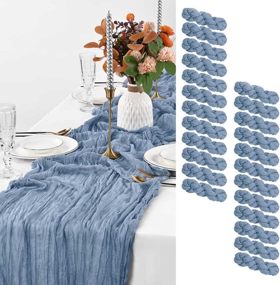 24 Pack Dusty Blue Cheesecloth Table Runner, 10FT 24 Pack,
