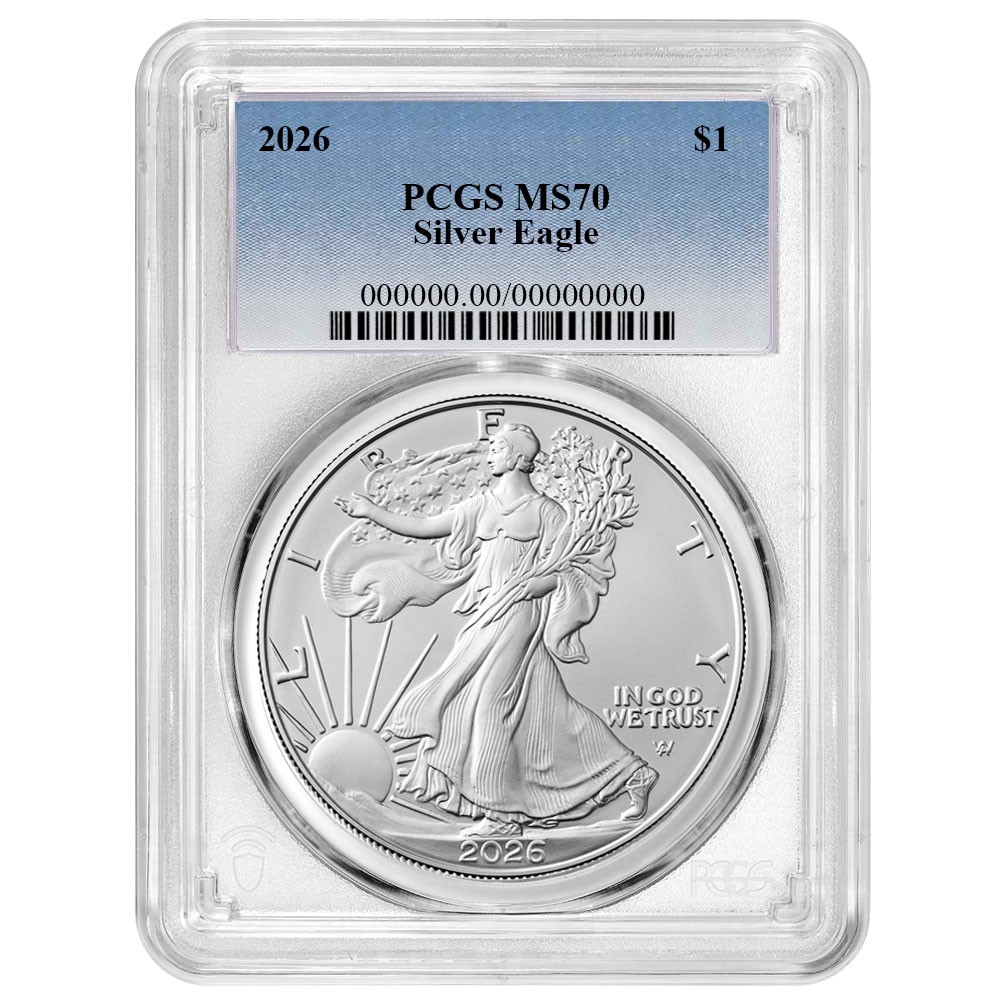 2026 $1 American Silver Eagle PCGS MS70 Blue Label