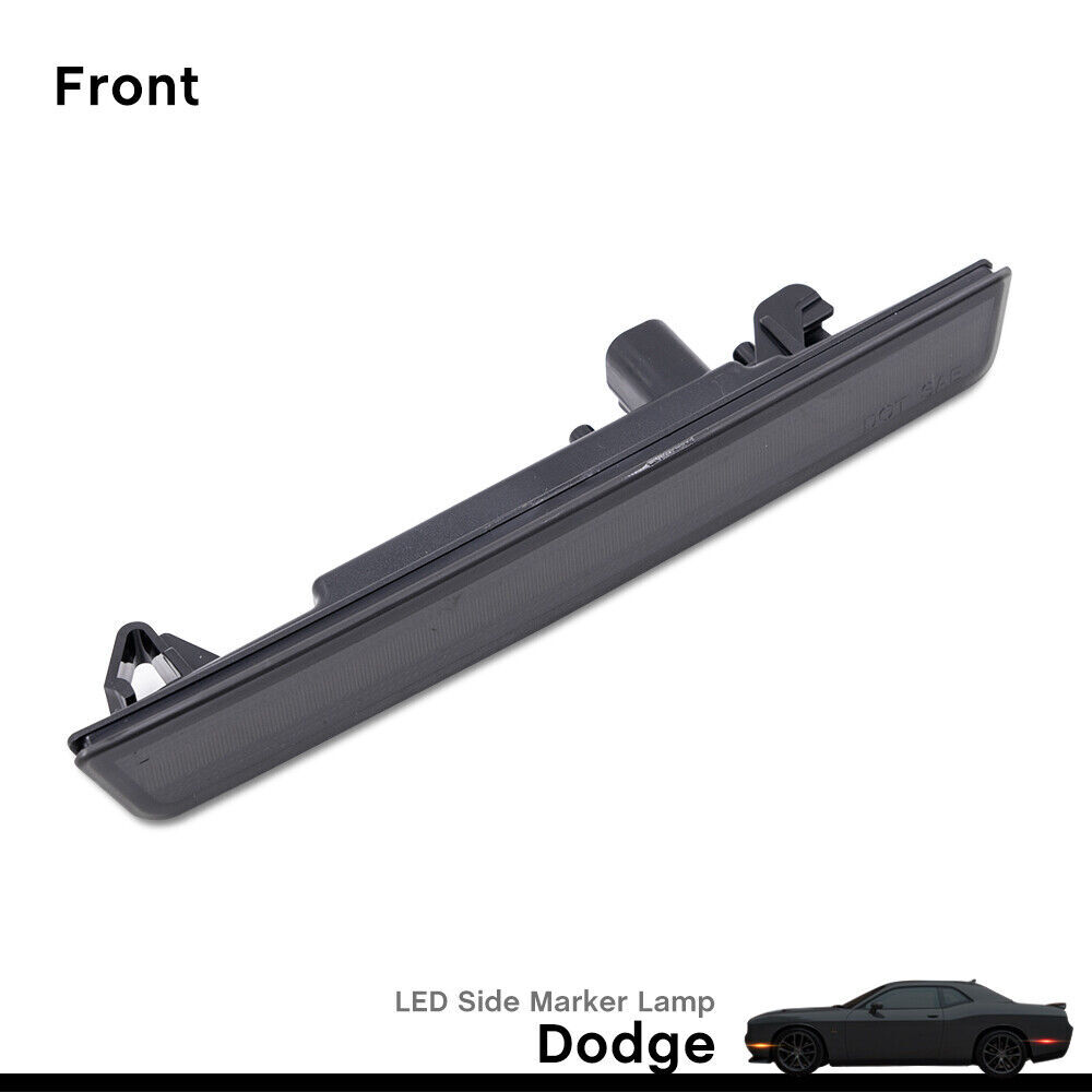 4PCS Smoked Lens LED Front&Rear Sidemarker Lights For 2015-2023 Dodge Challenger