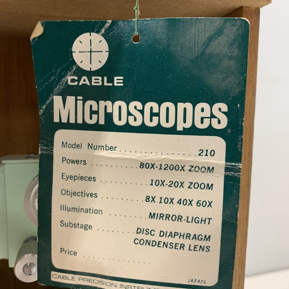 Vintage Cable Microscope 1200x Zoom Non Functioning Plus Slides